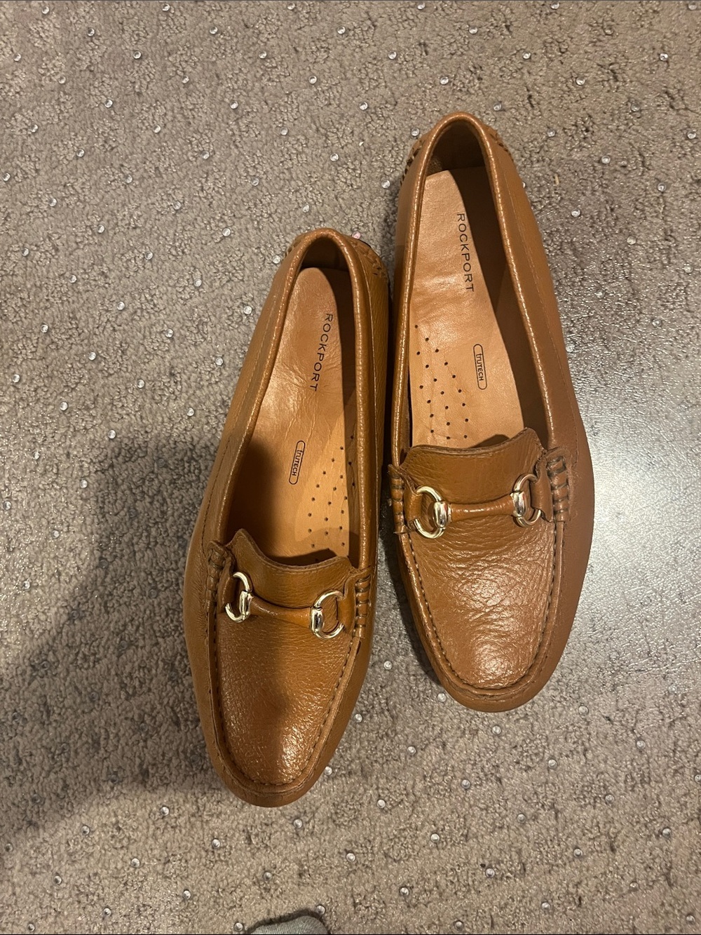 Rockport women Tan Leather Bit Slip-On Loafers 8